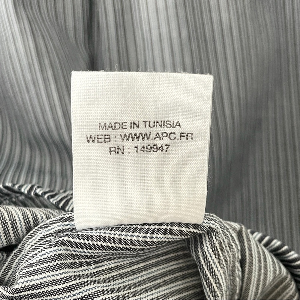 SOLD A.P.C. Striped Ruffle Popover Blouse Size 42 US 8/10 - Picture 8 of 8